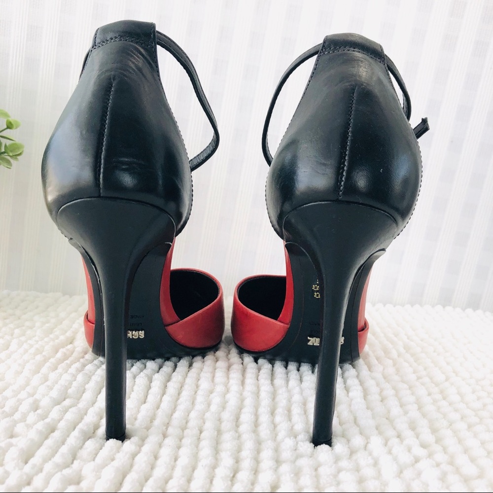 Schutz pumps color block red and black leather 9 B - Picture 6 of 8